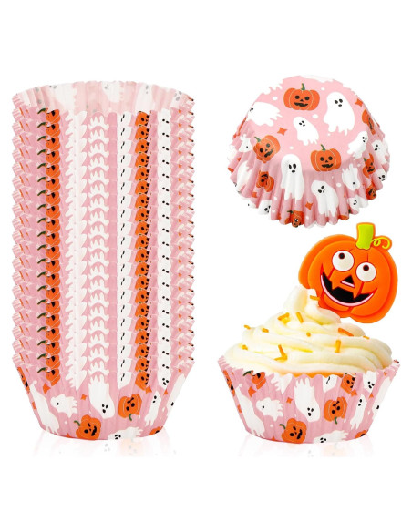 Forros de Cupcake Halloween 300 Pcs Whaline Rosados