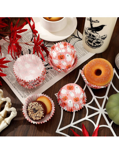 Forros de Cupcake Halloween 300 Pcs Whaline Rosados