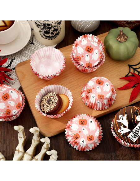 Forros de Cupcake Halloween 300 Pcs Whaline Rosados