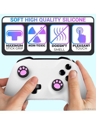 Garras de Gato Rosa LIBERHAUS para Joystick PS5 y PS4