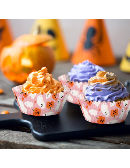 Forros de Cupcake Halloween 300 Pcs Whaline Rosados