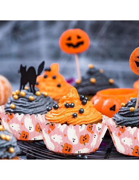 Forros de Cupcake Halloween 300 Pcs Whaline Rosados