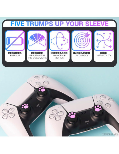 Garras de Gato Rosa LIBERHAUS para Joystick PS5 y PS4