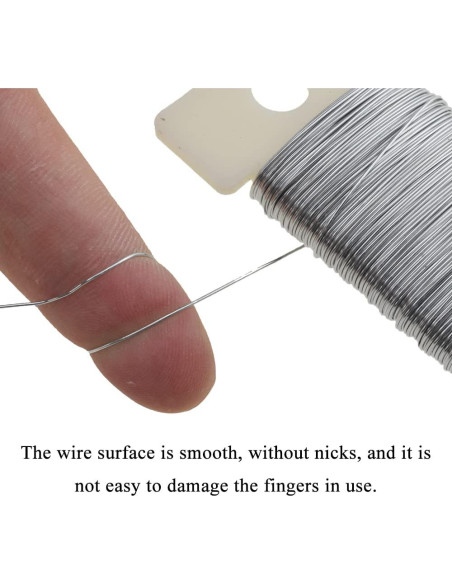 Alambre Floral HAHIYO 26 Gauge Plateado 35 Metros para Manualidades