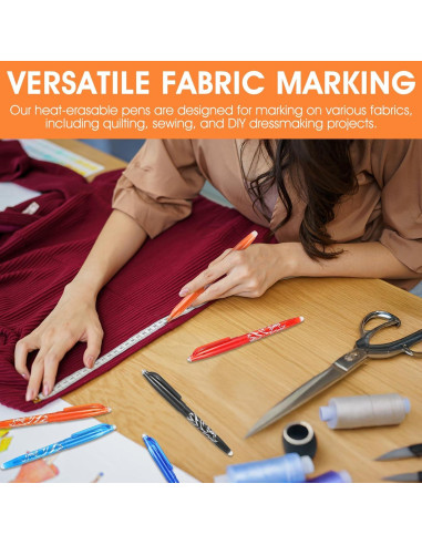 12 Bolígrafos Borrables por Calor Hpmjz para Tela 0.5mm