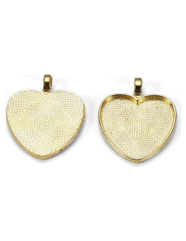 10 Bandejas Colgantes Corazón Aleación Dorada 25mm DIY Joyería