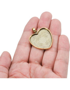 10 Bandejas Colgantes Corazón Aleación Dorada 25mm DIY Joyería 2