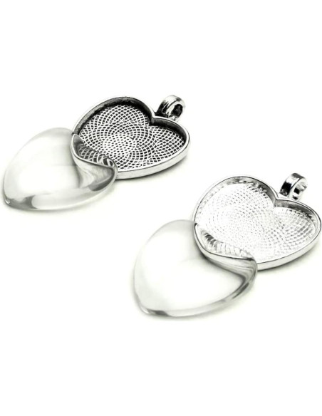 10 Bandejas Colgantes Corazón Aleación Dorada 25mm DIY Joyería