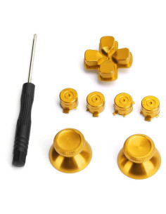 Juego de botones PS4 Aluminio Dorado + Palancas Analógicas