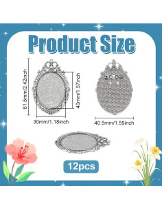 12 Piezas Broches Ovalados Vintage PH PandaHall 40x30mm 2
