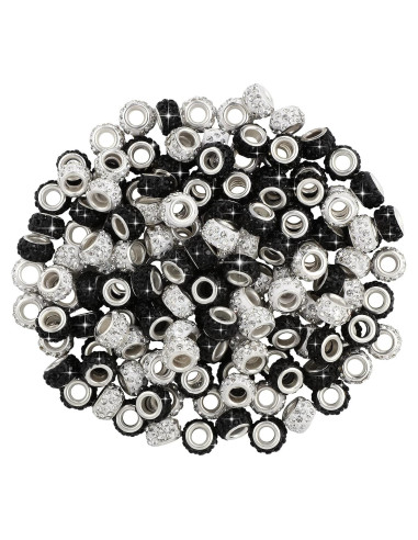 Hicarer 200 Perlas de Cristal Rhinestone 11mm DIY Negro Blanco