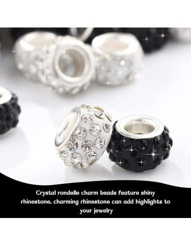 Hicarer 200 Perlas de Cristal Rhinestone 11mm DIY Negro Blanco