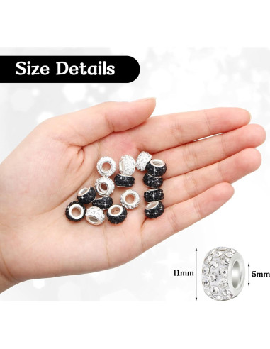 Hicarer 200 Perlas de Cristal Rhinestone 11mm DIY Negro Blanco