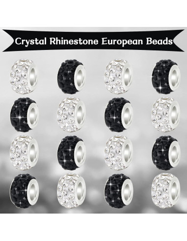Hicarer 200 Perlas de Cristal Rhinestone 11mm DIY Negro Blanco