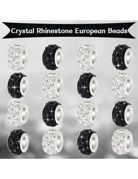 Hicarer 200 Perlas de Cristal Rhinestone 11mm DIY Negro Blanco