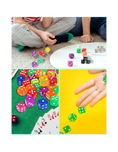 100 Piezas Dados Cubo Plástico Sin Agujero 14mm Negro