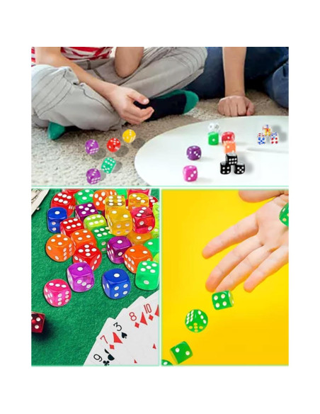 100 Piezas Dados Cubo Plástico Sin Agujero 14mm Negro