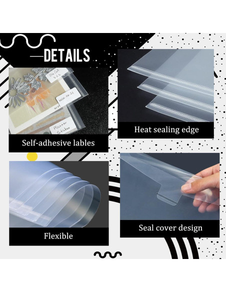 20 Bolsas de Almacenamiento para Sellos y Troqueles Hukado 17.8x12.7cm