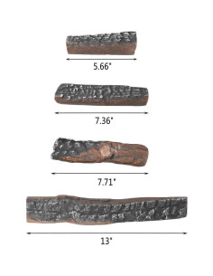 Registros de Chimenea de Gas B-HOTTE, 4 Piezas Cerámica Realista 2
