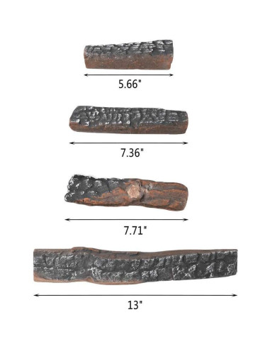 Registros de Chimenea de Gas B-HOTTE, 4 Piezas Cerámica Realista