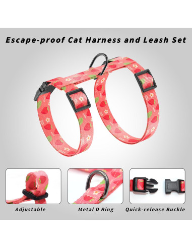 Conjunto Arnés y Correa Seyezo para Gatos Pequeños Rosa