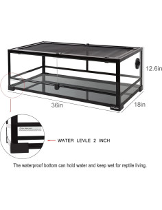 Terrario de Vidrio REPTI ZOO 35 Galones 91.44x45.72x30.48 cm 2
