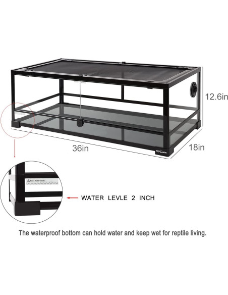 Terrario de Vidrio REPTI ZOO 35 Galones 91.44x45.72x30.48 cm