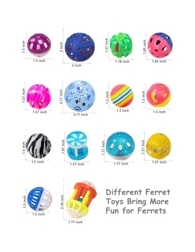 Paquete de 25 Juguetes para Hurones HEUHAI - Pelotas Coloridas 3.81-7.11 cm
