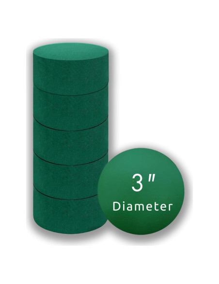 Paquete de 6 Bloques de Espuma Floral Redonda Flofare 7.6 cm