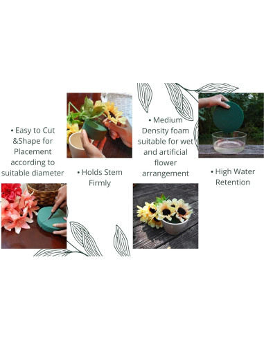 Paquete de 6 Bloques de Espuma Floral Redonda Flofare 7.6 cm