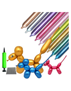 Kit de 100 globos largos metálicos 260 con bomba - LXZFCRG