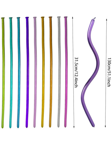 Kit de 100 globos largos metálicos 260 con bomba - LXZFCRG