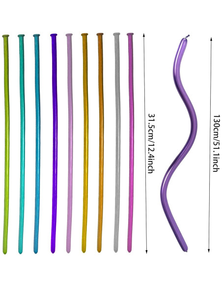 Kit de 100 globos largos metálicos 260 con bomba - LXZFCRG