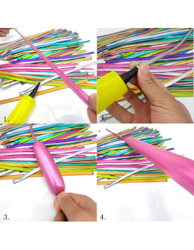 Kit de 100 globos largos metálicos 260 con bomba - LXZFCRG