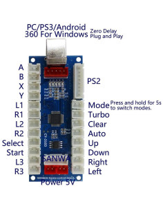 Controlador Arcade SJ@JX Kit DIY USB PS2 PC 0.20 kg 2
