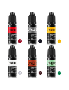 Riverruns Set de 6 Pegamentos UV Coloridos 10ml para Atado de Moscas