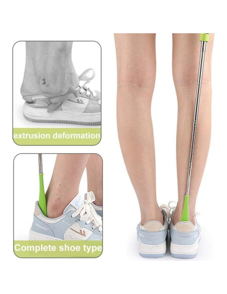 Cuerno de zapato retráctil de acero inoxidable con mango largo