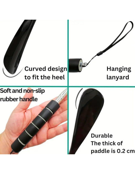 Cuerno de zapato retráctil de acero inoxidable con mango largo