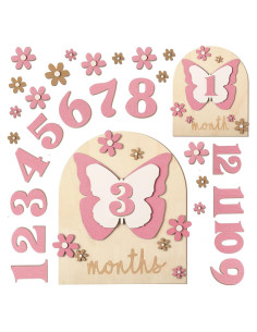 Conjunto de Hitos Mensuales para Bebés Mariposa - 26 Piezas