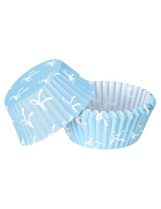 Forros de Cupcake Azul Tioncy 300 Pcs con Lazo 8 cm