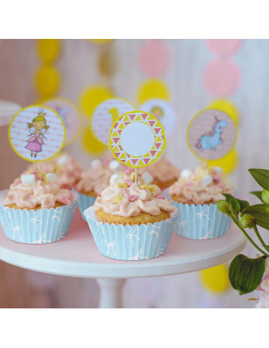 Forros de Cupcake Azul Tioncy 300 Pcs con Lazo 8 cm