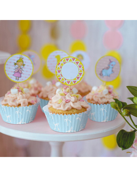 Forros de Cupcake Azul Tioncy 300 Pcs con Lazo 8 cm