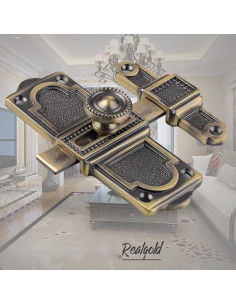 Cerradura de puerta portátil AMAZWI de bronce, pestillo anti-robo 2