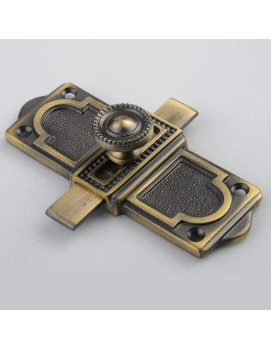 Cerradura de puerta portátil AMAZWI de bronce, pestillo anti-robo