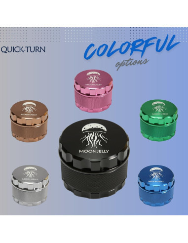 Grinder Manual MOONJELLY 2.5" Aluminio Negro con Giro Rápido