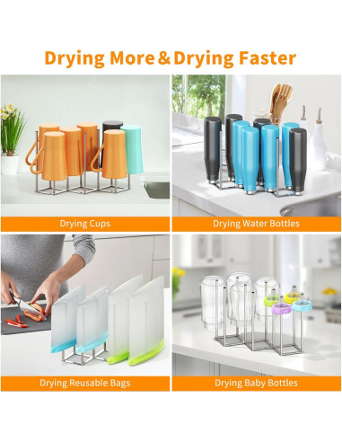 Soporte Plegable para Secar Botellas de Bebé PLUVON Acero Inoxidable