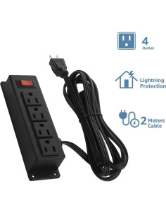 Regleta de Enchufes Montable HHSOET 4 Salidas 1.83m con Interruptor 2