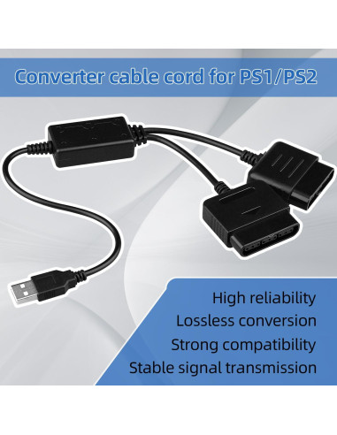 Adaptador USB OSTENT para Controladores PS1/PS2 a PC - 67.6g