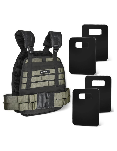 Chaleco Táctico Ajustable INFIDEZ con Pesas 5.4 a 14 kg