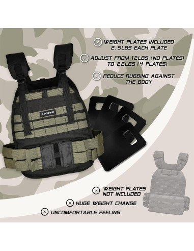 Chaleco Táctico Ajustable INFIDEZ con Pesas 5.4 a 14 kg